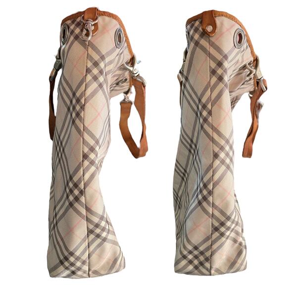 Burberry Blue Label Check Leather Trim Bucket Tote - Picture 5 of 13